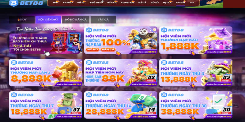 Rất nhiều chương trình khuyến mãi Bet88 dành cho hội viên mới